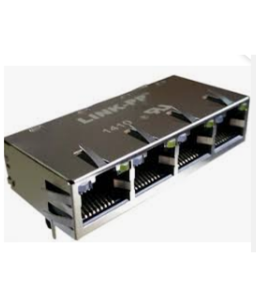 4 PORT RJ45 MAGJACK CONNECTOR THROUGH HOLE 10/100 BASE-T