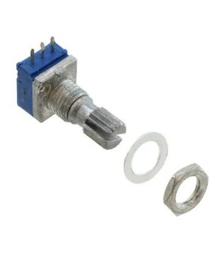 10K OHM 1 GANG LINEAR PANEL MOUNT POTENTIOMETER ROTARY, SPST 1 TURN CARBON 0.05W, 1/20W PC PINS, BOARD LOCKS